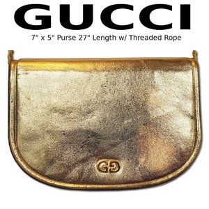 Vint Gucci Gold Leather 7" Crossbody Purse & Gift!